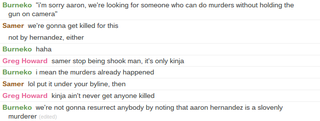 Illustration for article titled Is Aaron Hernandez Good At Murder? A Deadspin Debate